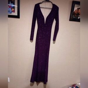 Symphony Elegant Purple Long Sleeve Dress New Purple Size S